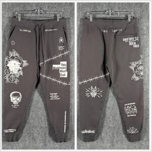 Ninth Hall Scribbles Jogger Sweatpants Mens L Gray Graphic Tattoo Streetwear